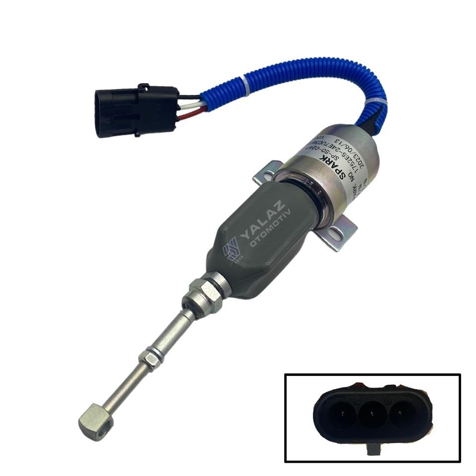 24V STOP SELENOİDİ AYAKLI (MAFSALLI) (SOKETLİ)