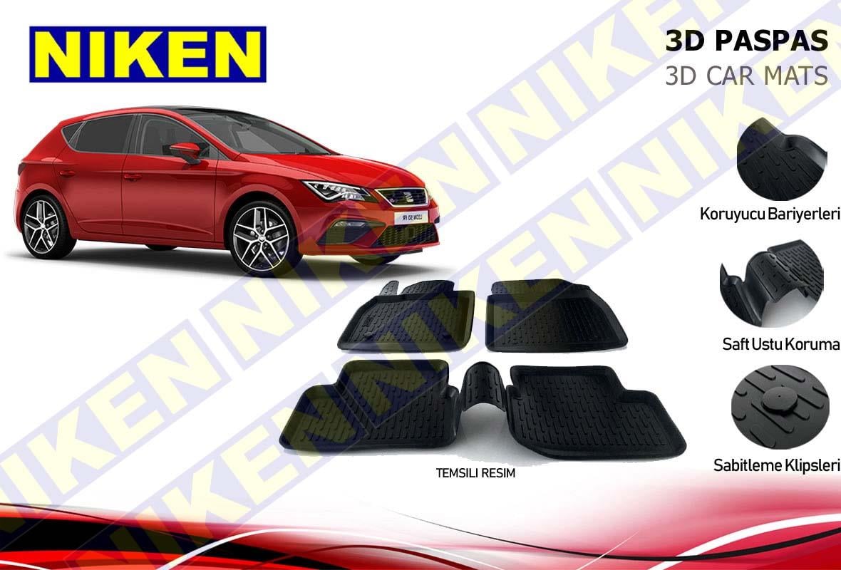 3D ARAÇ PASPASI (SİYAH) (4 PARÇA) SEAT LEON 2013 > ( SABİTLEME KLİPSSİZ )