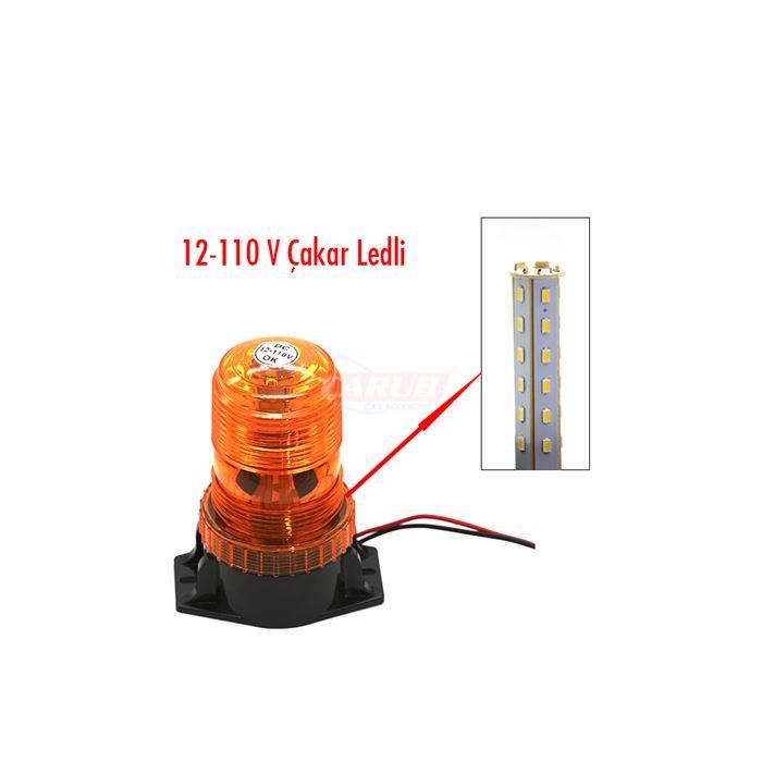 12V-110V ÇAKAR FLAŞ TEPE LAMBA 30 LEDLİ (İNCE TİP) SARI (60 X 100 X 130)