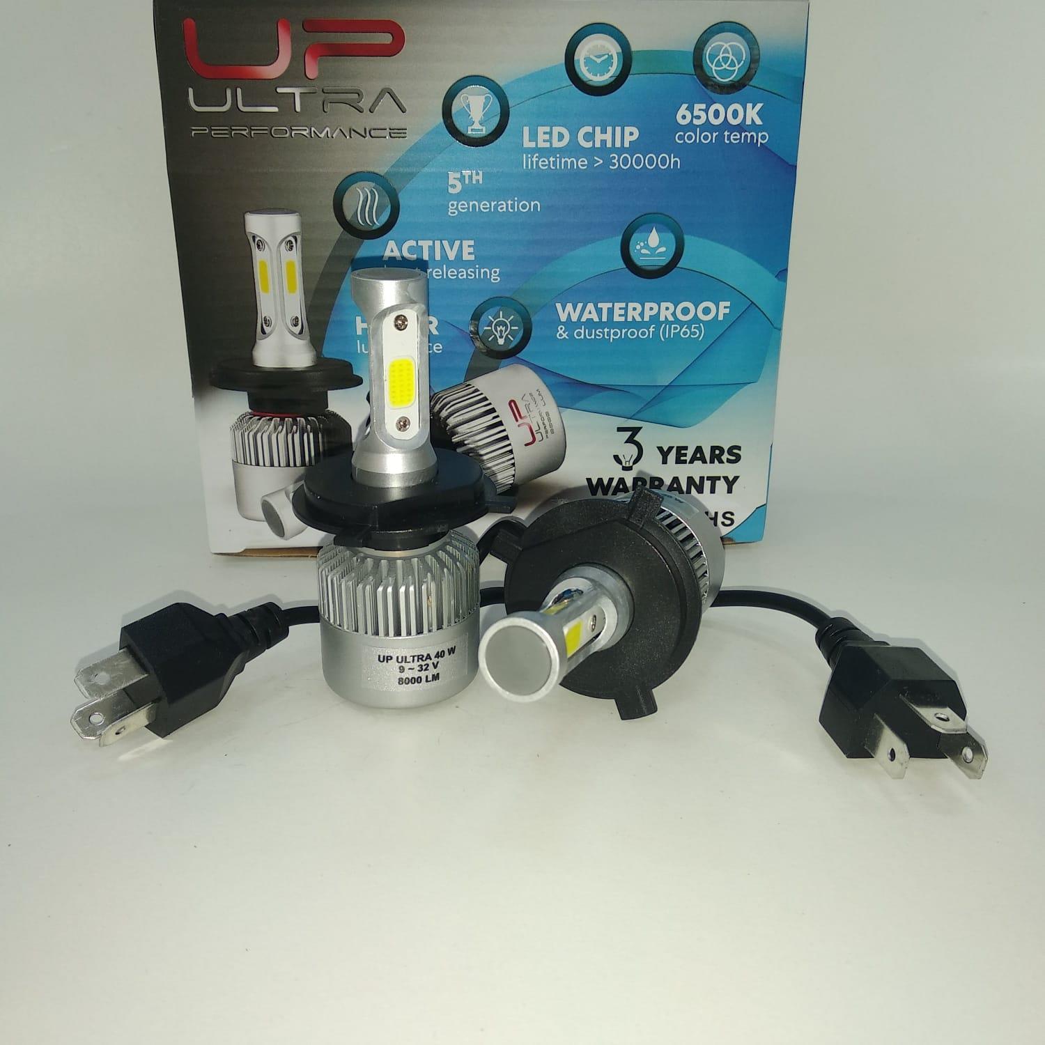 9V-32V H4 LED XENON FAR AMPUL SETİ 40W 6500K 8000 LÜMEN (COB LED) 