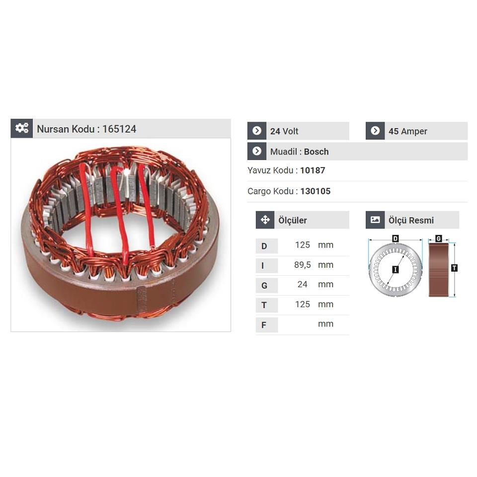 24V ALTERNATÖR STATÖR BOSCH TİPİ 45 A
