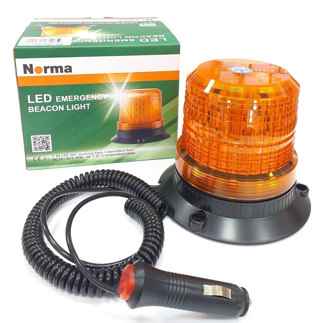 12V-24V ÇAKAR TEPE LAMBA 80 LEDLİ 2 FONKSİYONLU MIKNATISLI ÇAKMAK FİŞLİ SARI (114*127 MM)