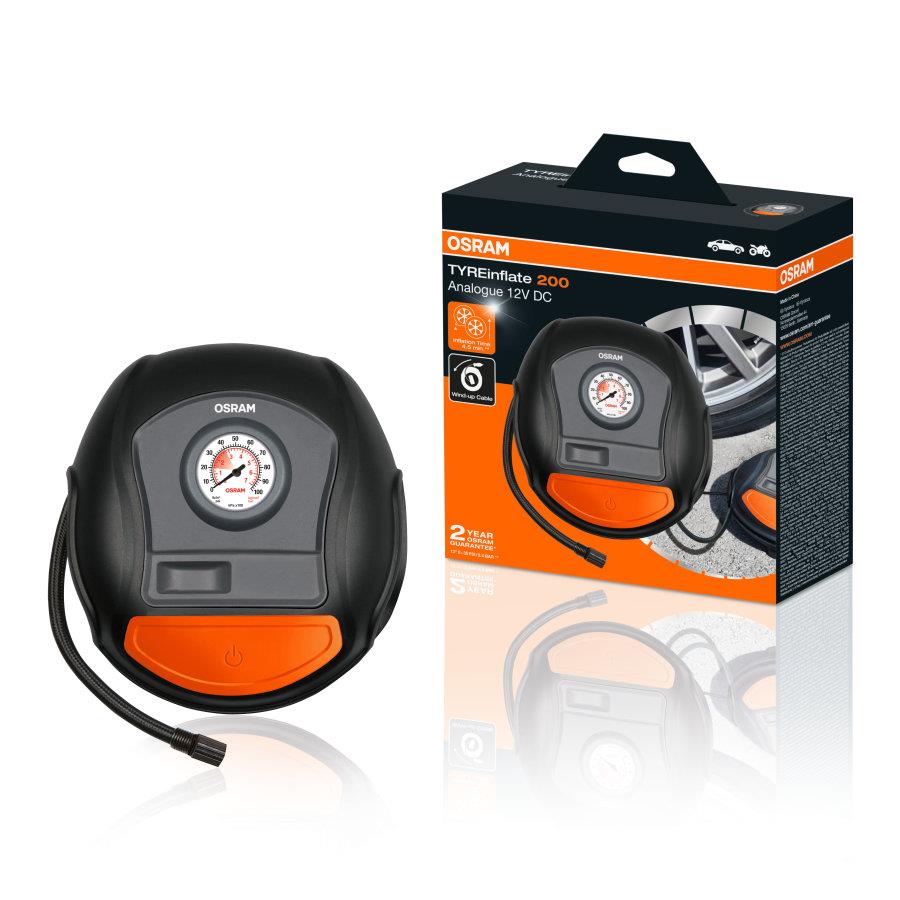 OSRAM 12V LASTİK ŞİŞİRME HAVA KOMPRESÖRÜ 120W (0-100 PSI / 0-6.9 BAR / 4.5 DK) (ANALOG)