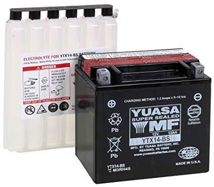 YUASA 12V 12 AH MOTOSİKLET AKÜSÜ 200A (EN) (150*87*145) (YTX14-BS) (TERS)