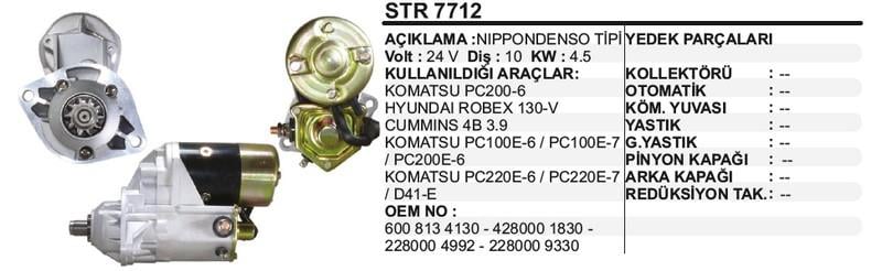 24V MARŞ MOTORU NIPPON DENSO TİPİ 10 DİŞ 4.5 KW (2 KULAK) KOMATSU-HYUNDAI-HYSTER İŞ MAKİNASI