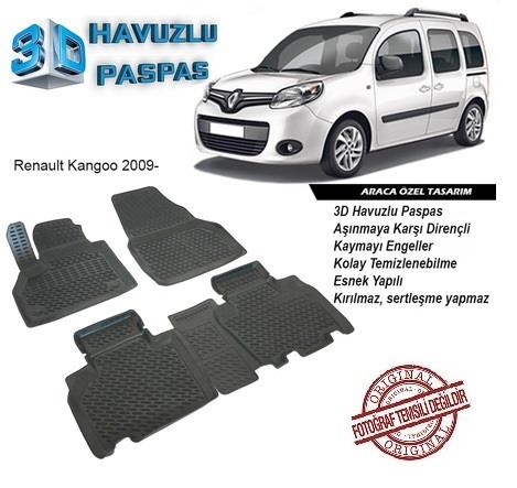 3D ARAÇ PASPASI (SİYAH) (4 PARÇA) RENAULT KANGOO 2009>