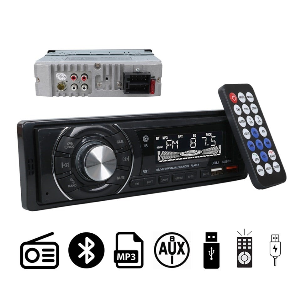OTO TEYP-RADYO AUX/BLUETOOTH/MP3/SD KART/USB X 2 ŞARJ (UZAKTAN KUMANDALI) (7 RENKLİ)