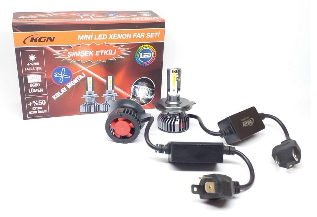 9V-32V H4 DOB LED XENON FAR AMPUL SETİ 50W 6000K 8600 LÜMEN