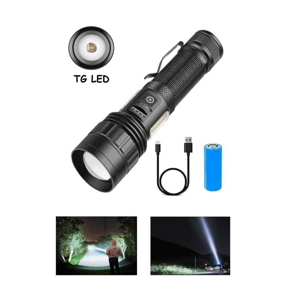 EL FENERİ PROFESYONEL LEDLİ (TYPE-C ŞARJLI) (ULTRA PARLAK GÜÇLÜ LED) (BEYAZ) 