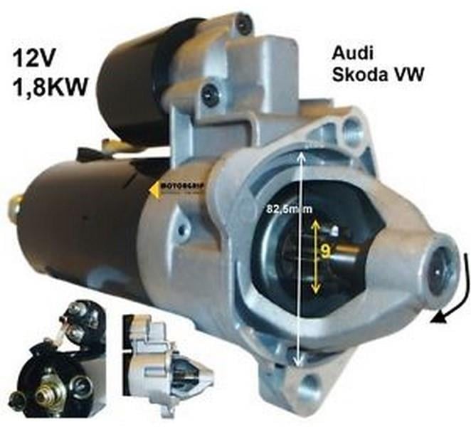 BOSCH 12V MARŞ MOTORU 9 DİŞ 1.8 KW CW AUDI-VW 1.9 TDI