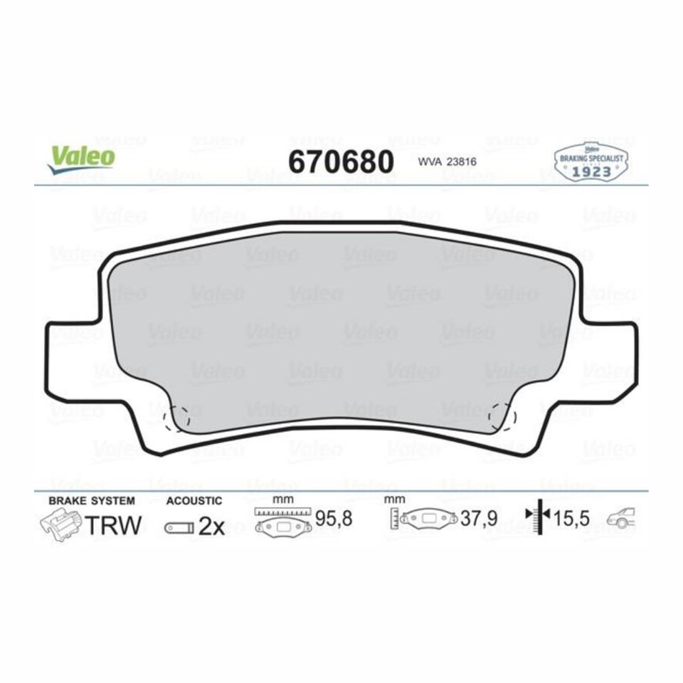 VALEO ARKA FREN BALATASI TOYOTA COROLLA 2001-2007