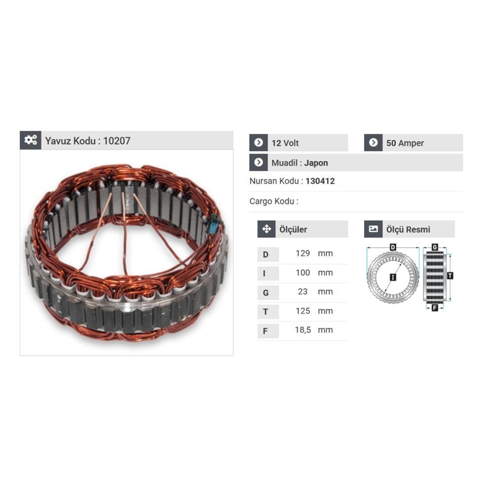 12V ALTERNATÖR STATÖR HITACHI TİPİ 50 A ISUZU-PEUGEOT J9 PREMIER