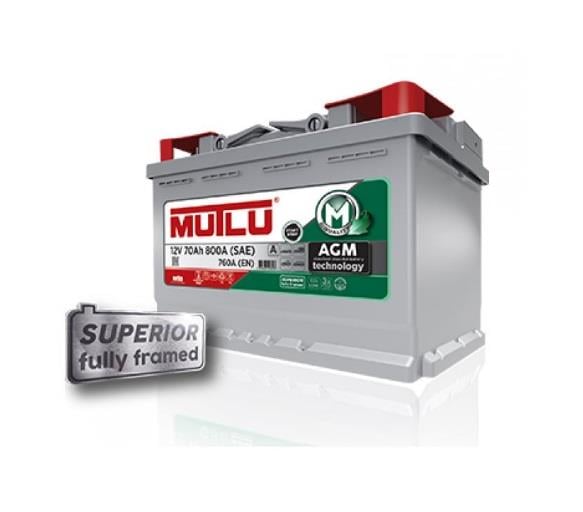 MUTLU 12V 70 AH AKÜ AGM 760 A (EN) (EXTRA START-STOP) (278*175*190)