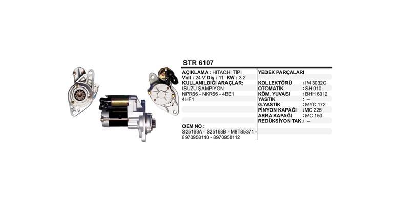 24V MARŞ MOTORU 11 DİŞ 3.2 KW (2 KULAK) ISUZU CHAMPION