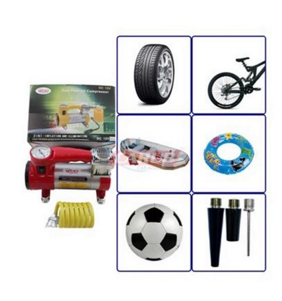 12V LASTİK ŞİŞİRME HAVA KOMPRESÖRÜ METAL IŞIKLI 100 psi (KIRMIZI)