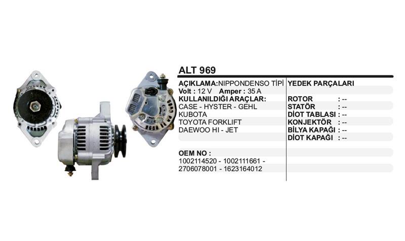 12V ALTERNATÖR DİNAMO NIPPON DENSO TİPİ 35 A (2 FİŞ) (IG-L) DAIHATSU HIJET-FORKLİFT