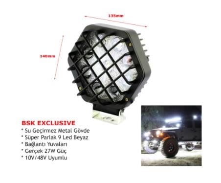 10V-48V LED LAMBA OFF-ROAD 27W (9 X 3W) (135*405 MM) (KORULAMALI)