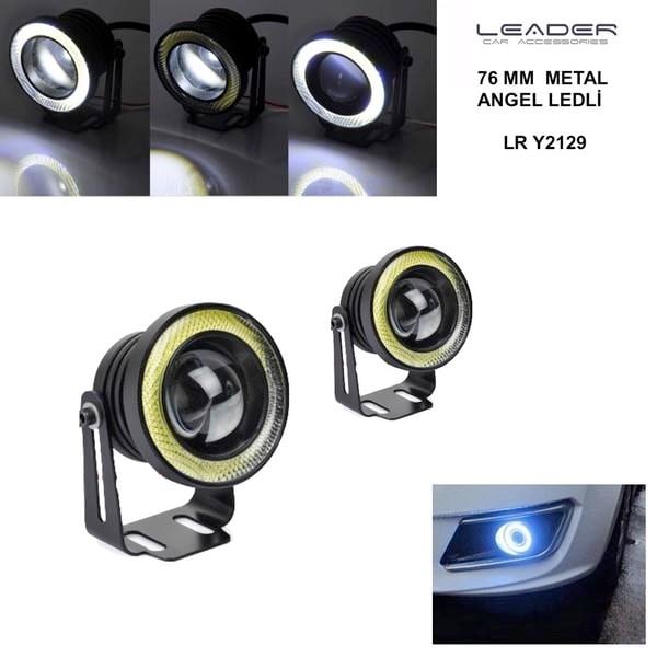 12V SİS LAMBASI MERCEKLİ BEYAZ YUVARLAK LED ANGEL TÜP 76 MM (2 AD)