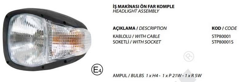 STOPPLAS SİNYALLİ ÖN FAR DEUTSCH SOKETLİ İŞ MAKİNASI 