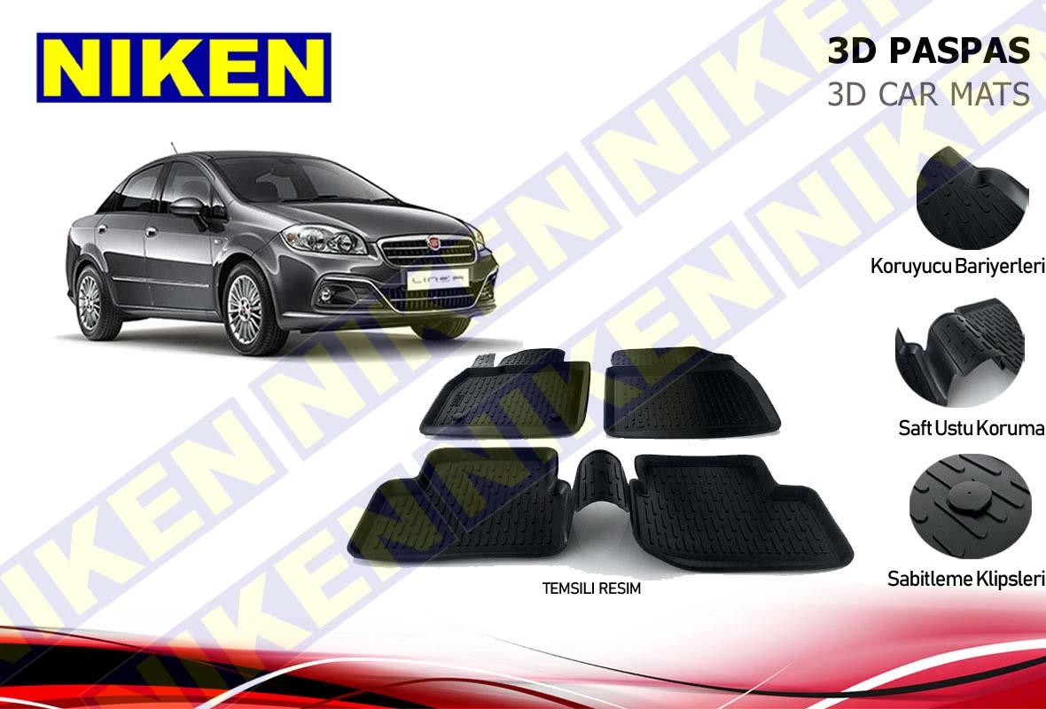 3D ARAÇ PASPASI (SİYAH) (4 PARÇA) FIAT LINEA 2007 > 