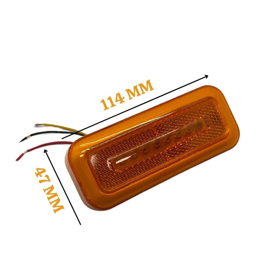12V-24V YAN SİNYAL LAMBASI DORSE SİDE MARKER SARI-SARI (2 FONKSİYONLU) (NEON LEDLİ) 114*47 MM
