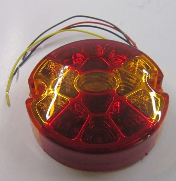 12V-24V STOP LAMBASI YUVARLAK (LEDLİ) (3 FONKSİYONLU) (SARI-KIRMIZI) (95*30 MM)