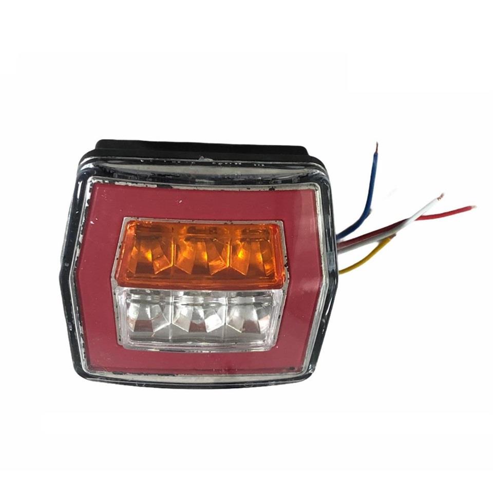 12V-24V STOP LAMBASI MINI KARE (NEON LEDLİ) (4 FONKSİYONLU) (98*92*42 MM)