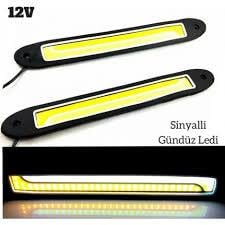 12V GÜNDÜZ SÜRÜŞ LEDİ (COB LED) (SİNYALLİ) ELASTİK (260*30 MM) (2 AD)