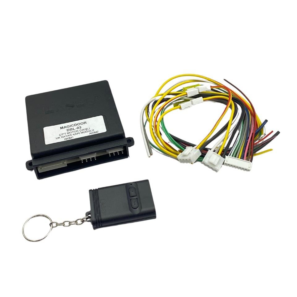 LASER MAGICDOOR 12V KAYAR KAPI MODÜLÜ (ÇİFT MOTOR ÇIKIŞLI) (KUMANDALI) (SIKIŞMA EMNİYETLİ)