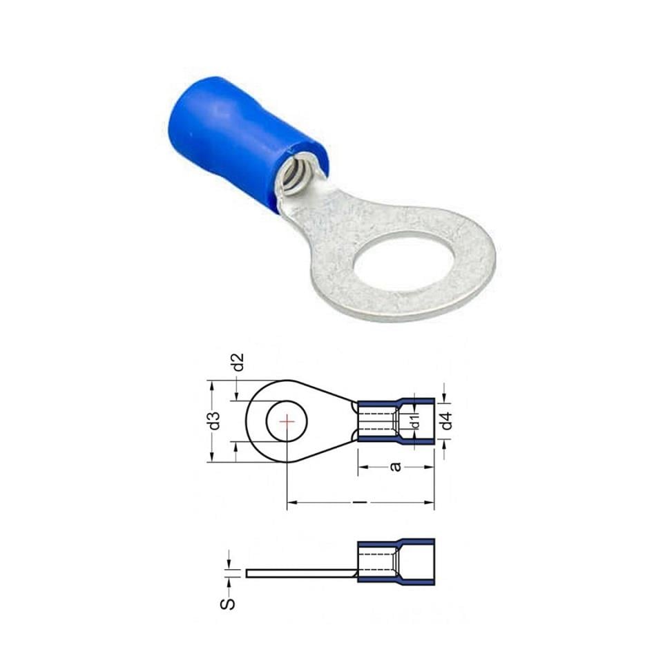 KABLO UCU İZOLELİ (MAVİ) (1.5-2.5 MM KABLO UYUMLU) (DELİK ÇAPI:6 MM)