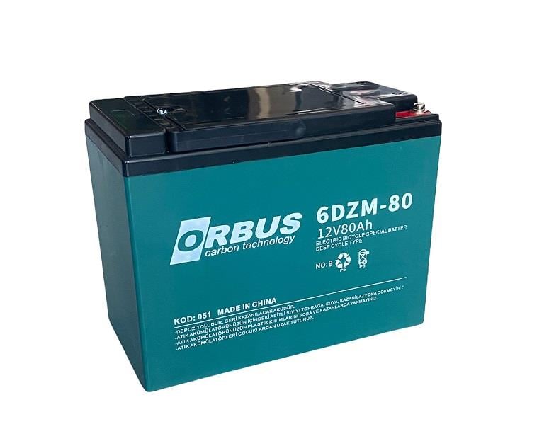 ORBUS 12V 80 AH ELEKTRİKLİ BİSİKLET AKÜSÜ DEEP CYCLE (UZUN ÖMÜRLÜ) (220*120*175) (13.5 KG)