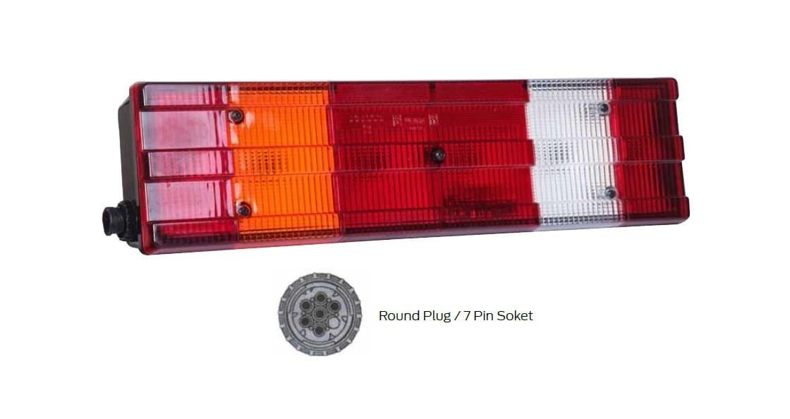 STOP LAMBASI 6-FONKSİYONLU KANALLI 52 CM PLAKALI (YAN SOKET) SOL