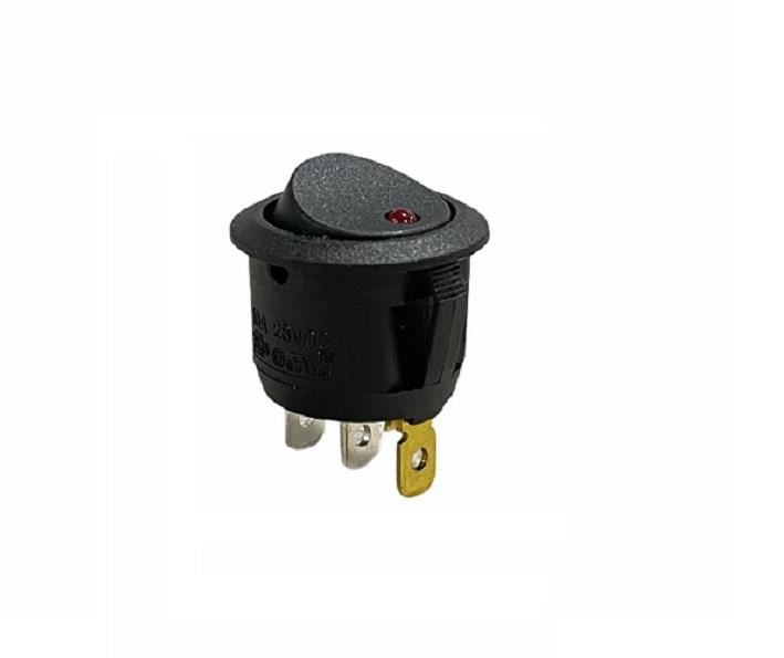 24V TUŞLU ANAHTAR LEDLİ (20 MM) 3 FİŞ (YUVARLAK) KIRMIZI 10 A