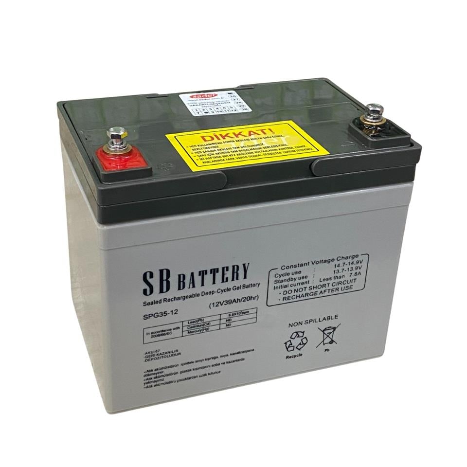 SB BATTERY 12V 39 AH ENGELLİ ARAÇ AKÜSÜ DEEP CYCLE JEL SPG (195*130*70) (9 KG)