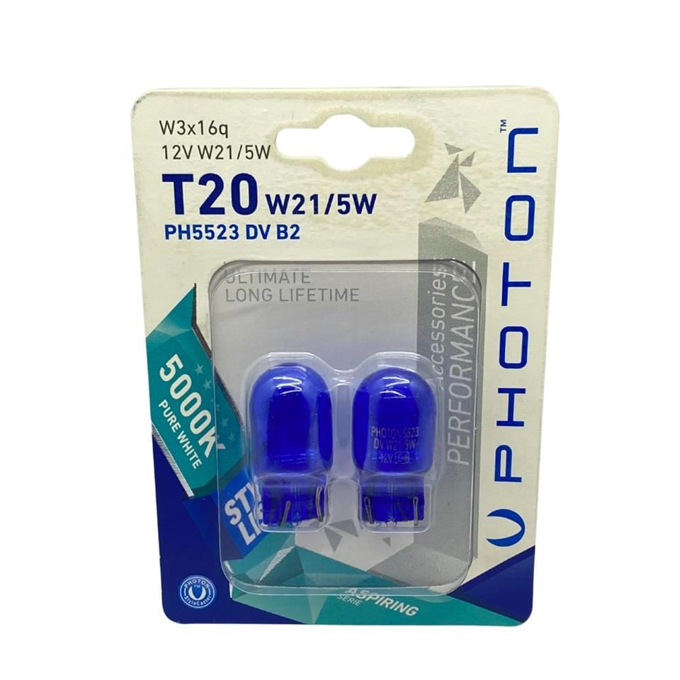 PHOTON 12V 1016 AMPUL DİPSİZ T20 21/5W BEYAZ 5000K (2 AD)