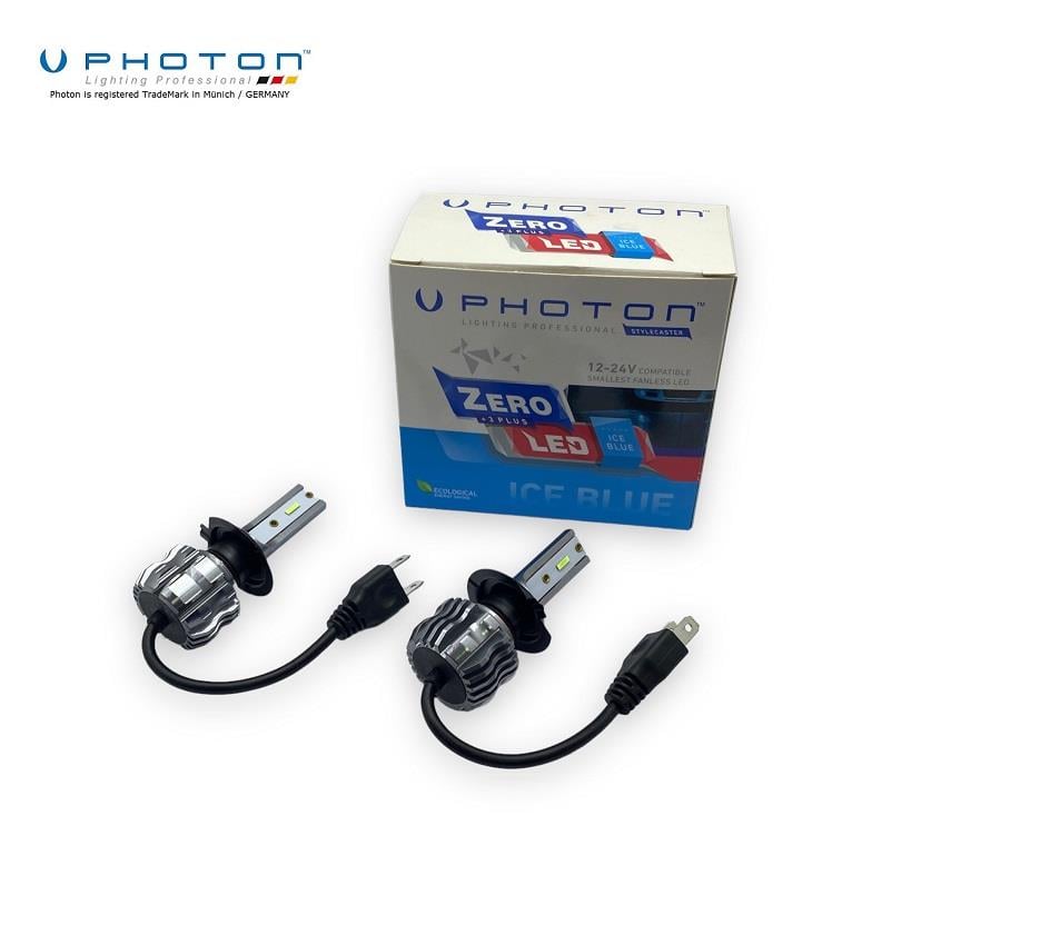 PHOTON 12V-24V H7 CSP LED XENON FAR AMPUL SETİ 10.000K 8000 LÜMEN FANSIZ (BUZ MAVİ)