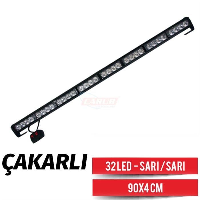 9V-30V ÇAKAR LED LAMBA OFF-ROAD (32 LEDLİ) (15 FONKSİYONLU) (SARI-SARI) (900*40 MM)