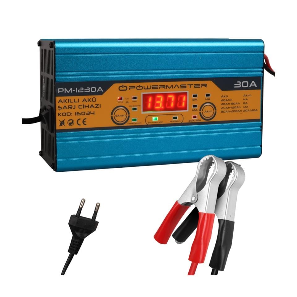 PM-1230A 12V ŞARJ REDRESÖRÜ (AKILLI AKÜ ŞARJ CİHAZI) (DİJİTAL GÖSTERGELİ) OTOMATİK 30 A