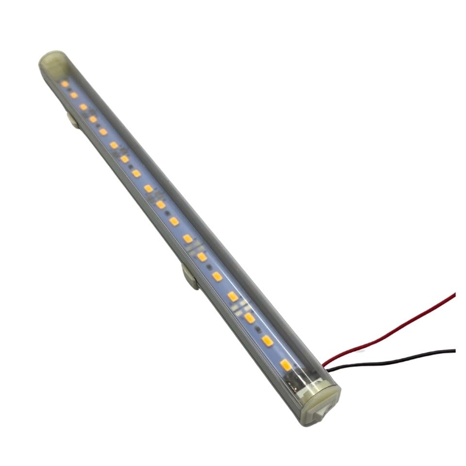 12V FLORESAN TAVAN LAMBASI LEDLİ ANAHTARLI SARI (ŞEFFAF CAM) (30 CM)