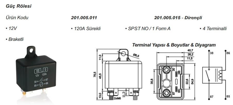 12V RÖLE 4 UÇLU 120 A (BÜYÜK TİP) (TOZ KORUMALI)