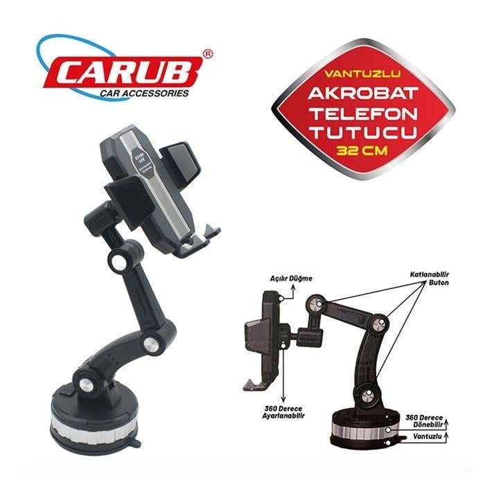 TELEFON TUTUCU CAM VE TORPİDO ÜSTÜ (360 DERECE DÖNERLİ) (VANTUZLU-AKROBAT) (32 CM)