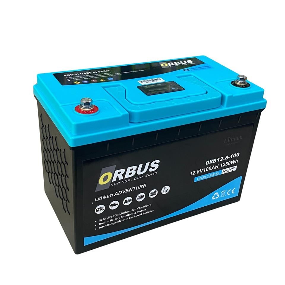 ORBUS 12V 100 AH LITHIUM IRON AKÜ (LIFePO4 BATTERY) (330*173*222) (14 KG) TSE'Lİ