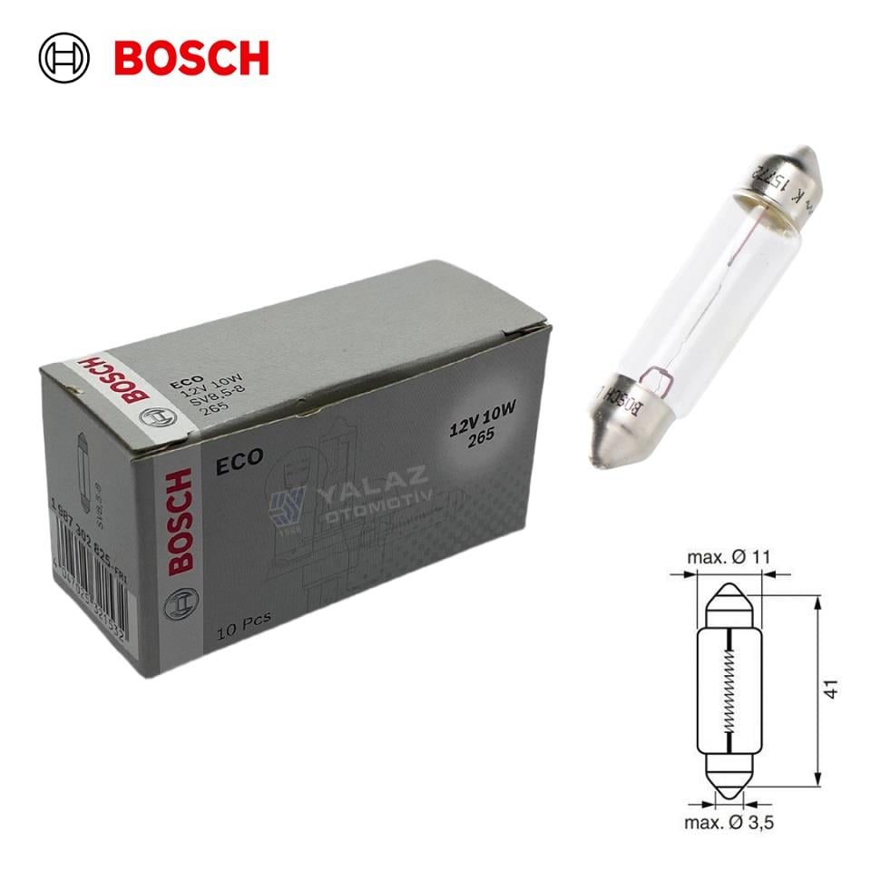 BOSCH 12V SOFİT AMPUL 10W UZUN TİP (41 MM) (10 ADET)