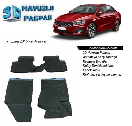 3D ARAÇ PASPASI (SİYAH) (4 PARÇA) FIAT EGEA 2016 >