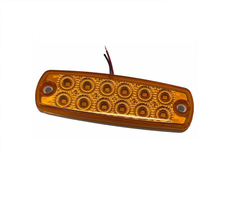 12V-24V İKAZ LAMBASI ÇAKARLI 12-LEDLİ SARI (125*43 MM)