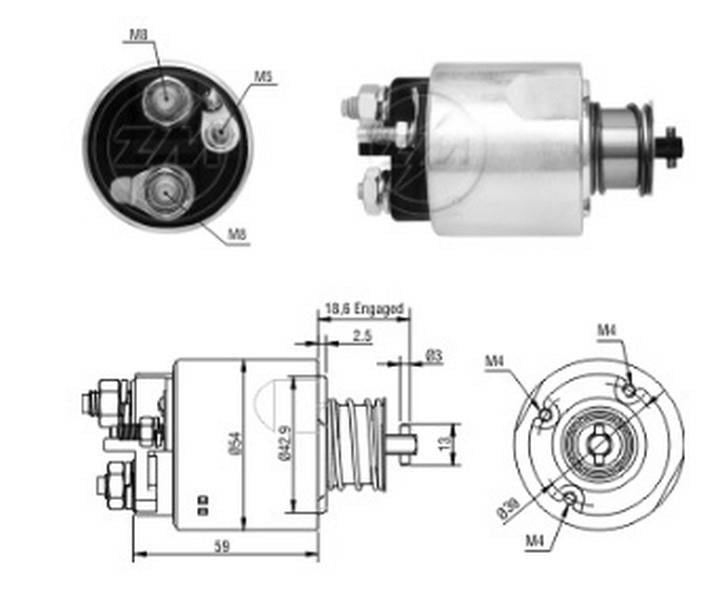 ZM 12V MARŞ OTOMATİĞİ (2/3 DELİK) M5 SAĞ (KISA CIVATA)