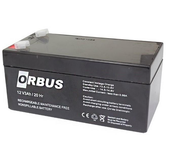 ORBUS 12V 3 AH AKÜ KURU TİP (134*65*60) (1,25 KG) TSE'Lİ