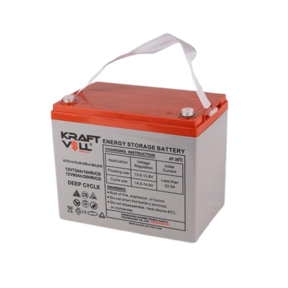 KRAFTVOLL 12V 75 AH/80 AH DEEP CYCLE JEL AKÜ (260*168*212) (23.7 KG)