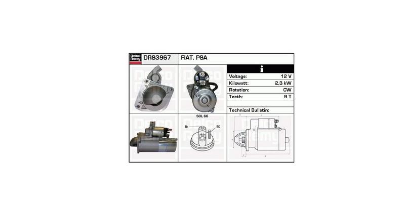 DELCO 12V MARŞ MOTORU 9 DİŞ 2.3 KW JUMPER/DUCATO/BOXER 2.8 (FLANŞSIZ)
