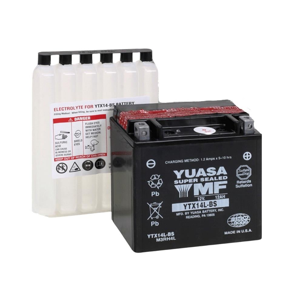 YUASA 12V 12 AH MOTOSİKLET AKÜSÜ 200A (EN) (150*87*145) (YTX14L-BS) DÜZ KUTUP
